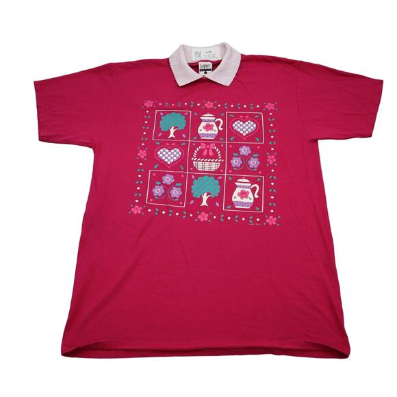 Gopher Shirt Womens L Pink Short Sleeve Collared Graphic Print Casual Outwear - Picture 1 of 15